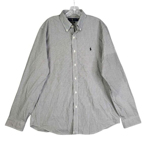 Polo Ralph Lauren Oxford Shirt Mens Size L Black Gingham Plaid LS Button Down - Picture 2 of 11